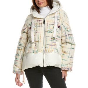 Khrisjoy Womens  Khris Wool-Blend Tweed Puffer Jacket